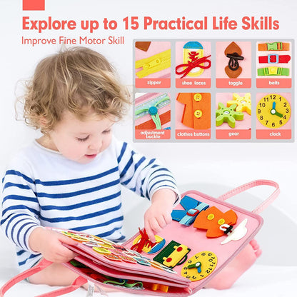 Children's Learning Board Early Education Toys Life Common Sense Dressing Lace-up Felt Bag Toddler Felt Busy Board